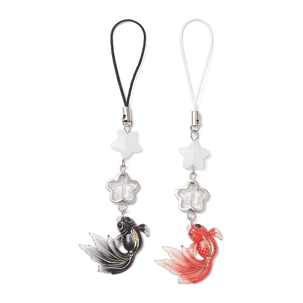 4 Stück 2 Stile Acryl Fisch Charm Handygurte