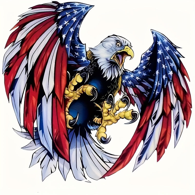 TEMU American Flag Eagle Decal For Truck Car Window Bumper Decoration, Cartoon Animal Vinyl Sticker With Glossy Finish, Self-adhesive Irregular Shape