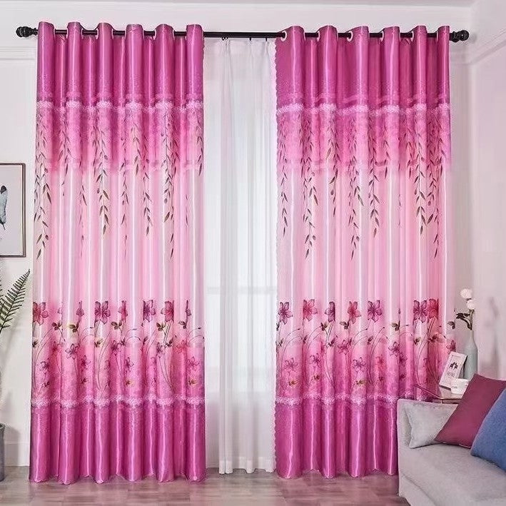 YL-37034 digital printed fabric shower curtain waterproof thick bathroom hook partition curtain