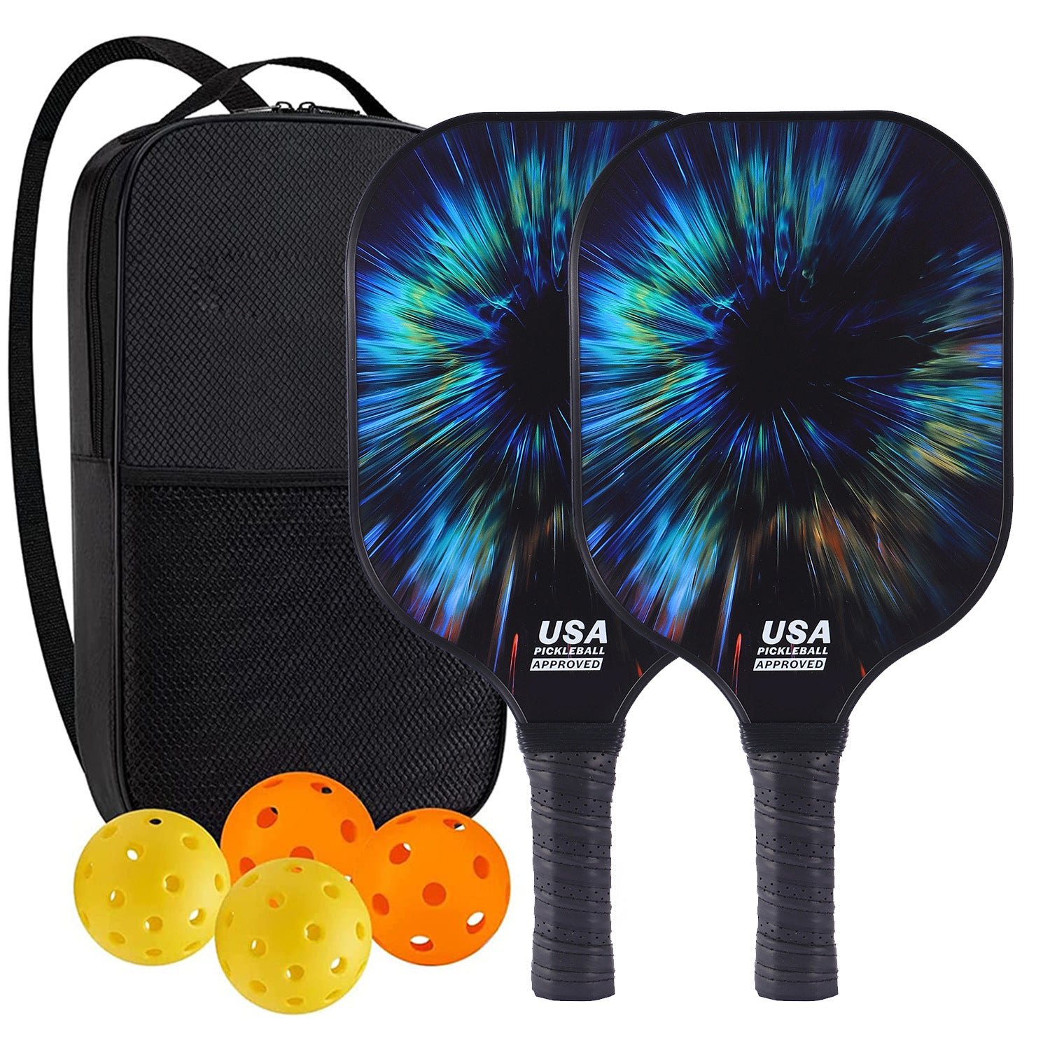 High-Performance Fiberglass Pickleball Paddle for Competitive Outdoors Games 2 Paddle & 4 ball & 1 bag 9944