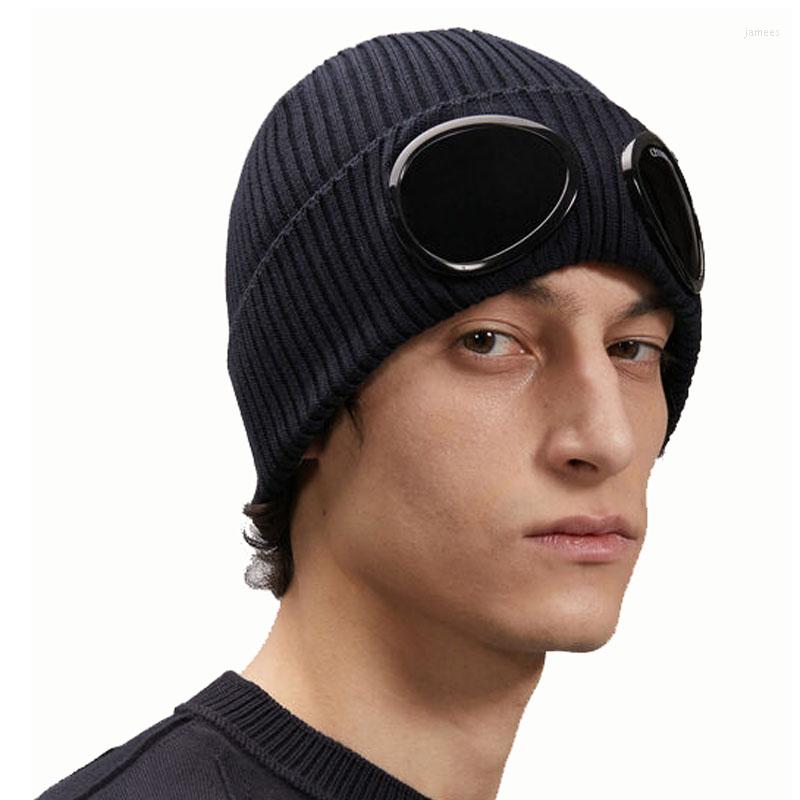 Glasses Winter classical Men Beanies Hat CP Ribbed Knit Lens Beanie Hip Hop Knitted Hats