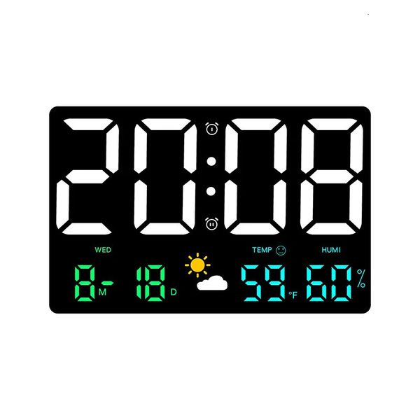 HighDefinition LargeScreen Wall Clock Temperature and Humidity Display Weather MultiFunction Color Digital Alarm 241121
