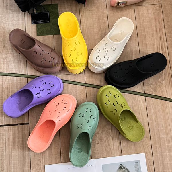 Hollow Slippers deisgner womens platform perforated sandal Designer Slide sandals Luxury Mules Loafers Beach summer Candy colors Rubber Flat