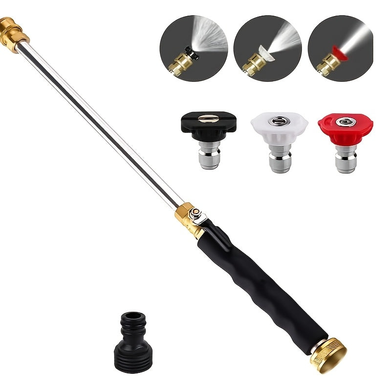 TEMU Heavy-duty High-pressure Cleaning Rod With 3 Nozzles - Versatile Garden Hose Attachment For Cleaning Of Cars And Yards, & Watering, Made Of