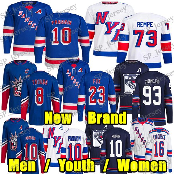#23 Adam Fox New Brand hockey jersey #10 Artemi Panarin Igor Shesterkin Jacob Trouba Alexis Lafreniere Vincent Trocheck Kreider Mika Zibanej