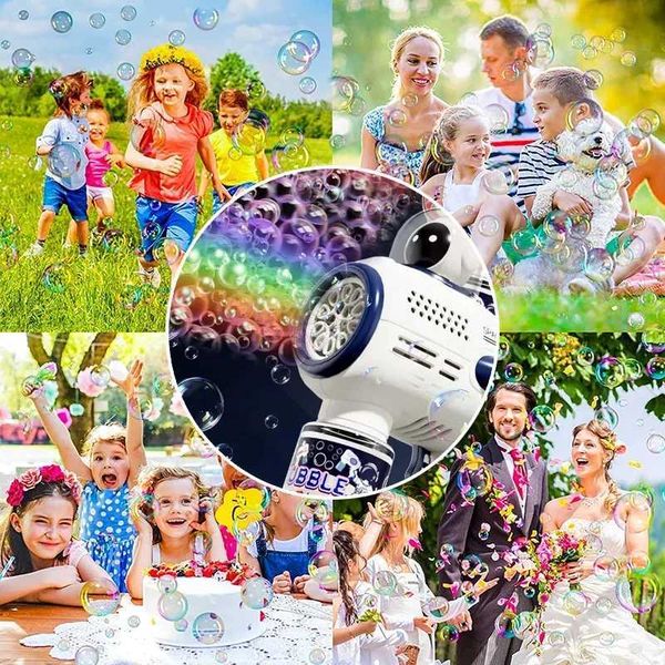 Novelty Games Bubble gun rocket soap astronaut bubble machine Christmas gift gun shaped automatic blower with light Pomperos toy suitable fo