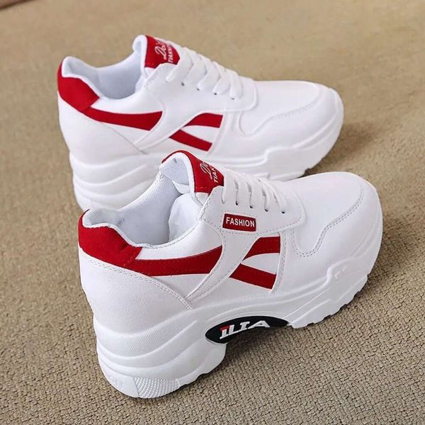 ddmyoct Women S Spring Leather Casual Sports With Inner Eightening White New Versatile Matsuke Thick Sole Dad Shoes Outdoor