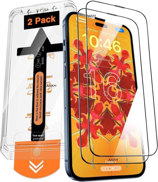 2PCS tempered glass suitable for iPhone 14 15 16 Plus 13 12 Pro Max Mini XS Max X XR screen protector no installation required M250120