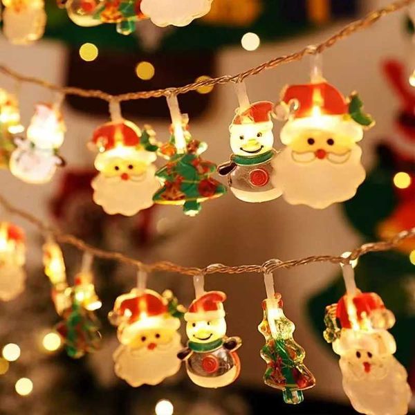2M-3M Merry Christmas Decoration LED Light String Santa Claus Snowman Home Christmas Tree Supplies New Year Window PendantLX241112