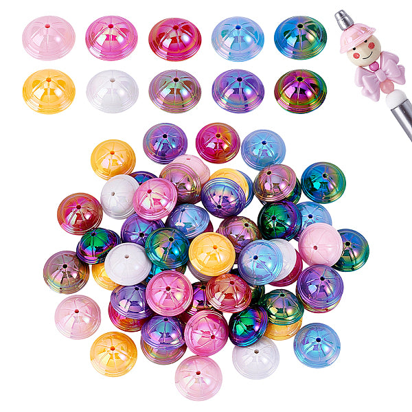 60 pièce de perles acryliques opaques à placage UV de 10 couleurs
