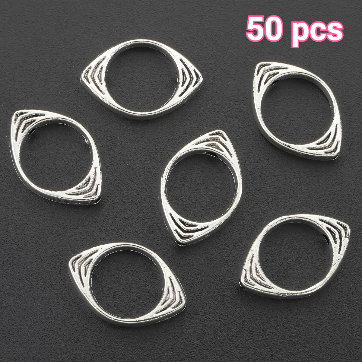 TEMU 50pcs Eye Bead Frames - Alloy Oval Spacer Beads With Intricate Patterned Eyes, Amber & Golden-tone Beads For Making, Necklaces, Bracelets,