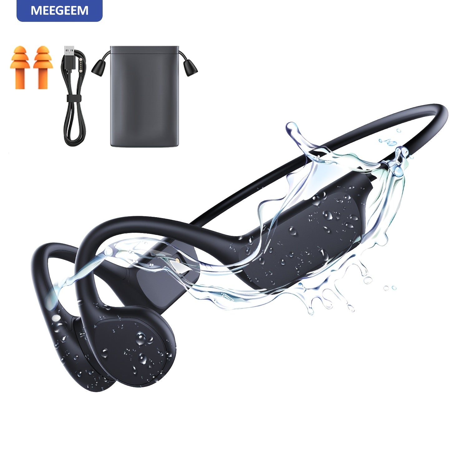 TEMU Bone Conduction Headphones Swimming-ipx8 Underwater Open Ear Wireless 5.3 Sport Earbuds With Mic Call Noise Reduction Earphones, Built-in 32g