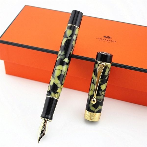 Fountain Pens Jinhao Century Series Marble Celluloid Fountain Pen Beautiful WhiteYellow Black Line Pattern Ideal for GraduateBusinessOffice