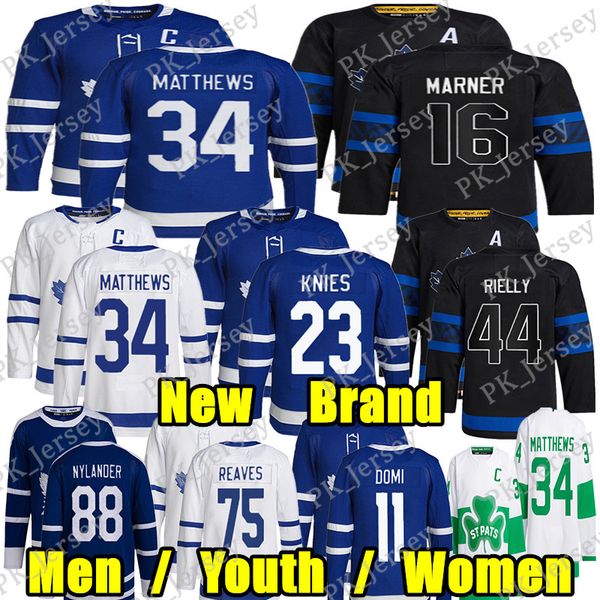 #34 Auston Matthews New Brand hockey jersey #16 Mitchell Marner William Nylander Ryan Reaves Morgan Rielly Max Domi Joseph Woll Matthew Knie