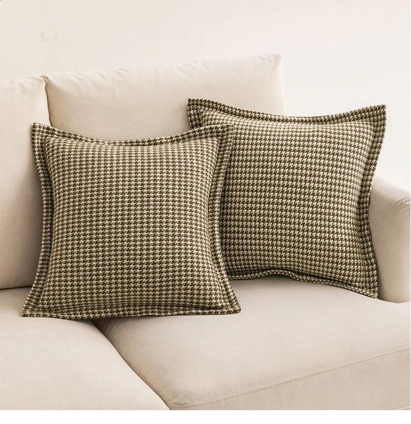 Inyahome Nordic Throw Pillowcase Square Soft Cushion Cover Houndstooth Jacquard 30x50cm-45x45cm-50x50cm Pillowcase Sofa Canap 241204