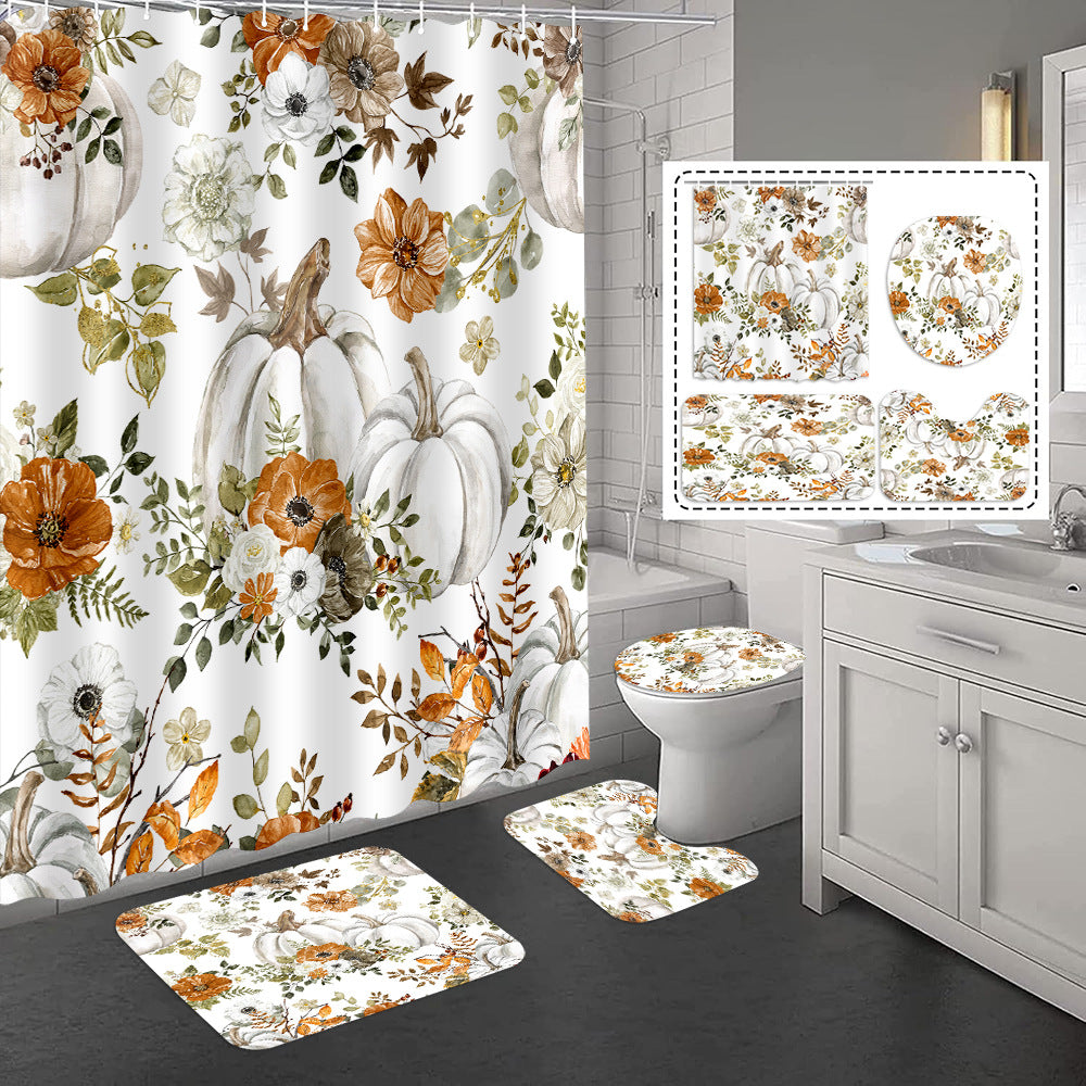 YL-37334 Hot selling exclusive shower curtain manufacturer Bomi digital printed polyester shower curtain non-slip mat set