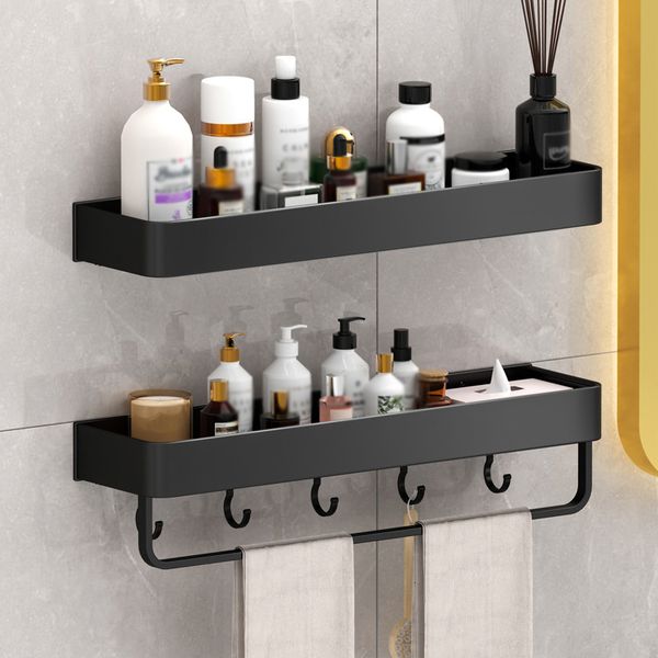 Bathroom Shelves Multifunctional Bathroom Shelf Wall Shelves Shelf Aluminum Black Bathroom Corner Shelf Wall Mounted Aluminum Kitchen Storag
