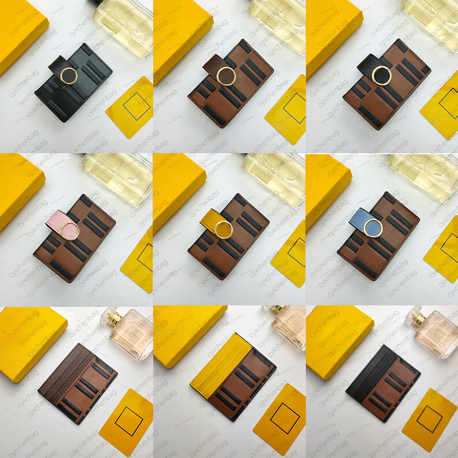 Card Holders Wallet fashion middle sandwich convenience cards bag 5 card slots with logo internal label black calf leather material 6 colors availab