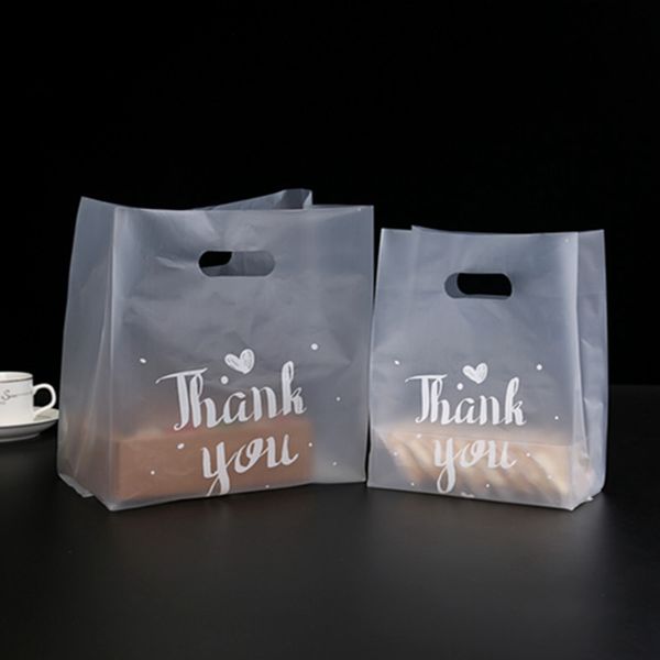 Other Home Storage Organization 50pcs Thank You Plastic Bags Christmas Gift Packaging Bag With Hand Shopping Wedding Party Favor Candy Cooki