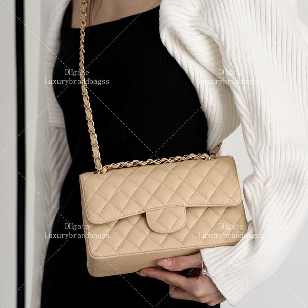 Mirror Quality Caviar Handbag 23CM Designer Shoulder Bag Fashion Brand Chain Flap Bag Luxury Crossbody Bag With Box 24C03A