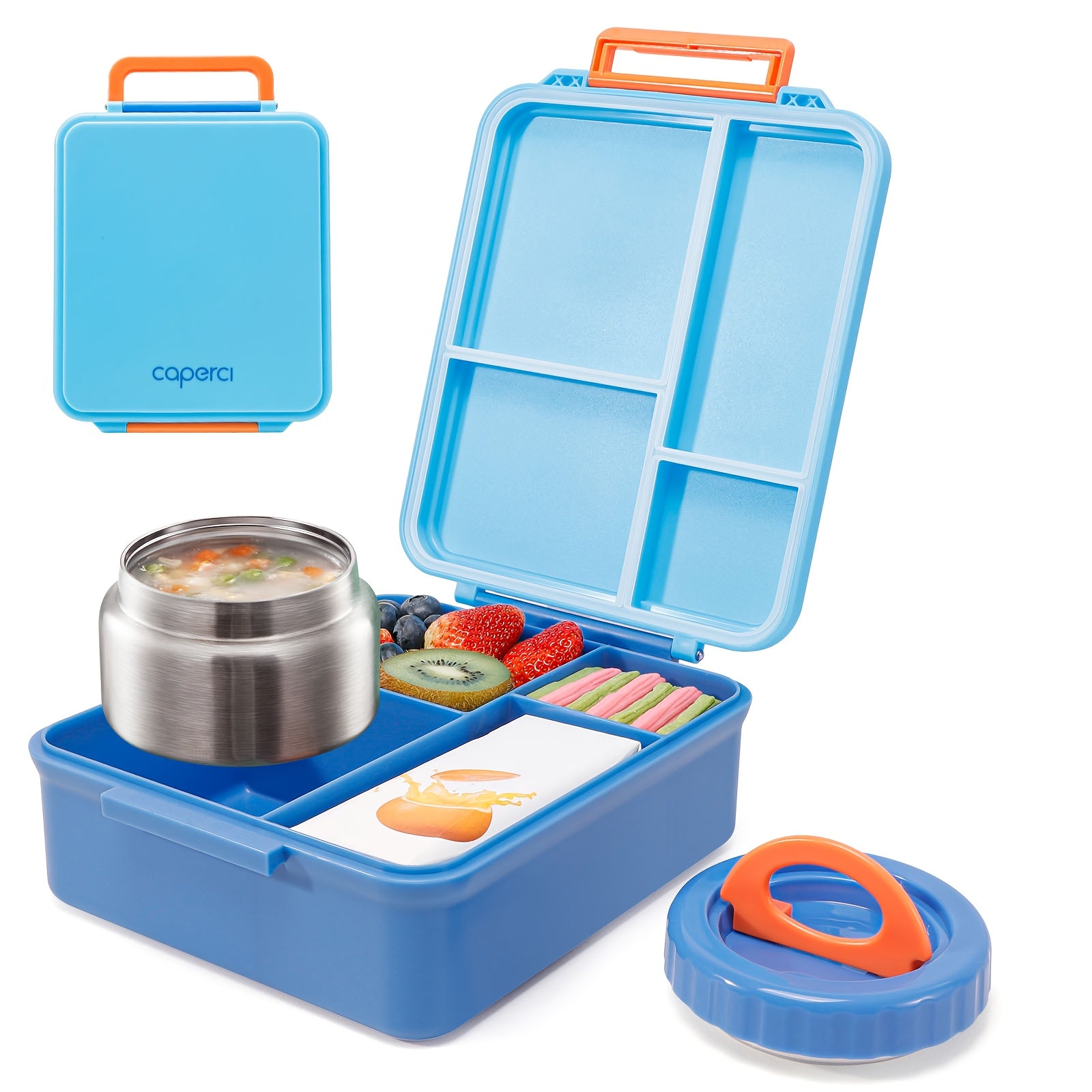 TEMU Caperci Insulated Lunch Box With Leakproof Container - 4-compartment Bento Box, Microwave & Dishwasher Safe, Bpa-free, Portable Handle, For