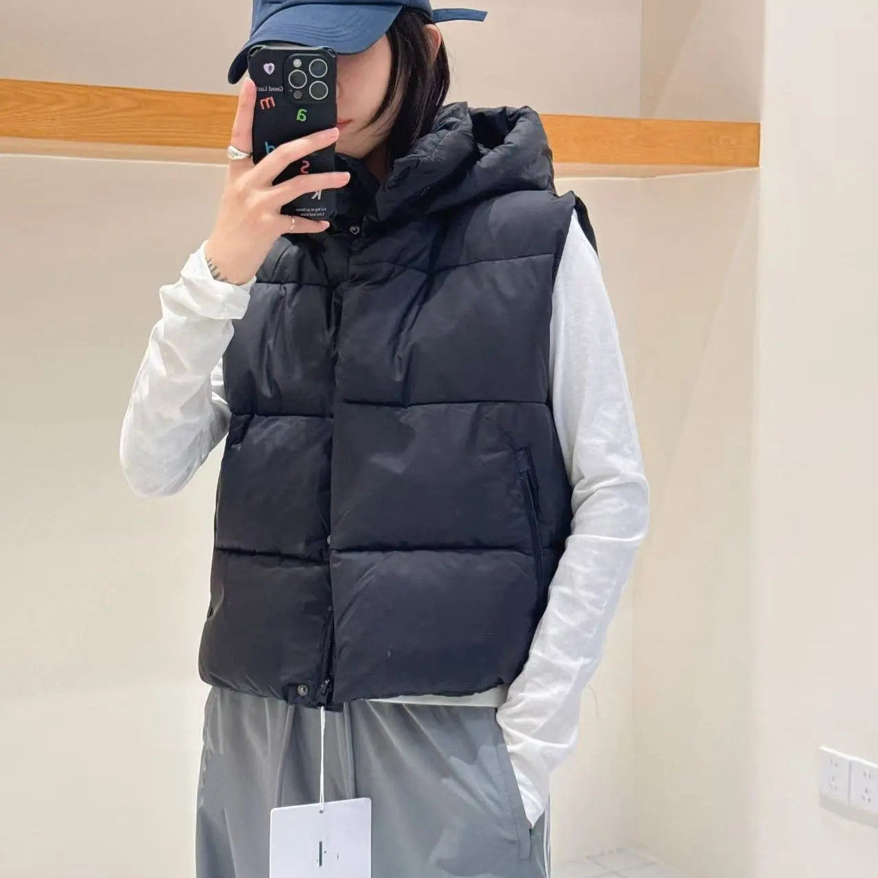 A1018 Yoga Outfit Women Down Jackets Hooded Vest Down Parkas Puffer Vest Outerwear Coats Winter Warm Stand-Collar Sleeveless Quilted