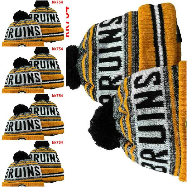 BRUINS Beanie North American Hockey ball Team Side Patch Winter Wool Sport Knit Hat Skull Caps