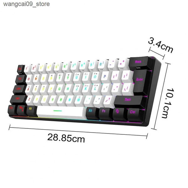 Keyboards Rgb Keyboard Compact 61-key Wired Mechanical Gaming Keyboard with Rgb Light Design Lightweight Computer Keyboard for Gamers J24121