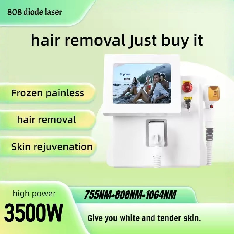 Professional 3500W Ice Titanium Laser Body Hair Removal Machine 3 Wavelength 755-808-1064nm Face Hair Remove for Salon Epilator