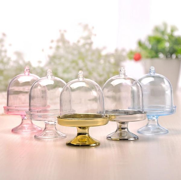 200PCS Acrylic Clear Mini Cake Stand Baby Shower Candy Box Wedding Favors Holder Birthday Party Sweet Table Decor Supplies SN6918