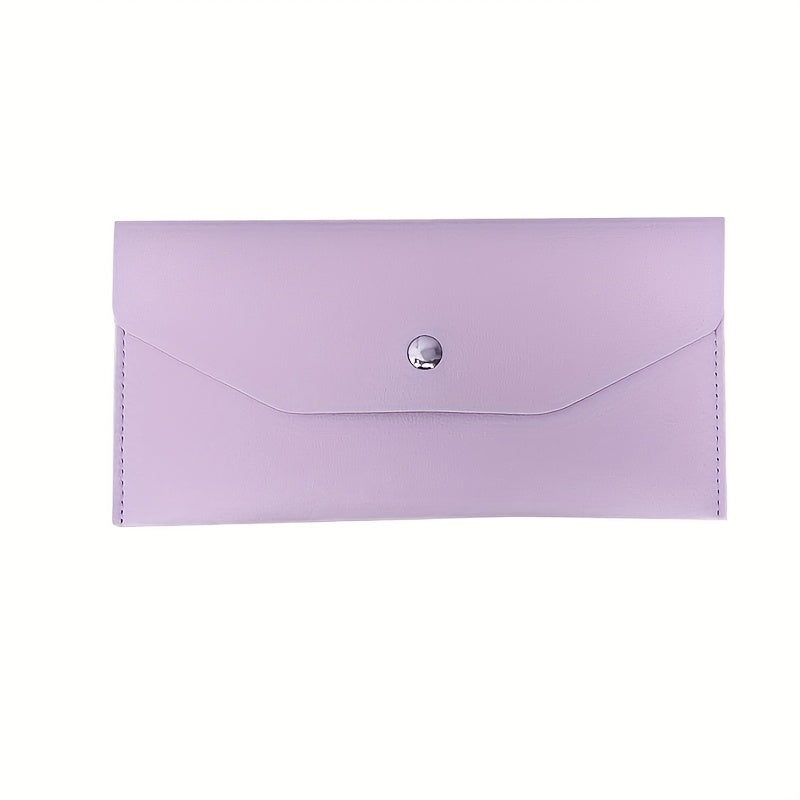 TEMU Money Envelope Wallet - Reusable Multi-functional Card Holder With Button Closure, Multiple Compartments For Cash & Cards, Minimalist Solid ,