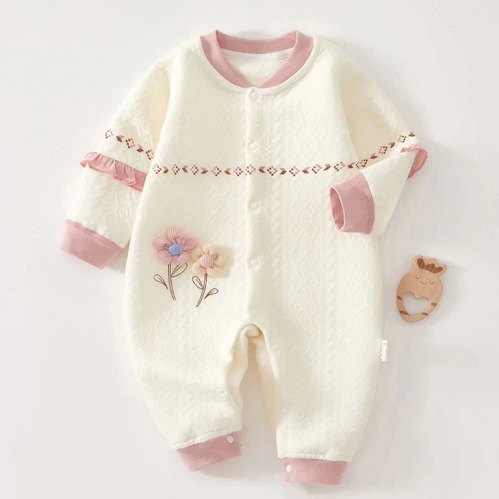 w476 Baby Girl Romper Long Sleeve Cotton Autumn Winter Warm Newborn Clothes Princess First Birthday Baby Jumpsuit High Quali