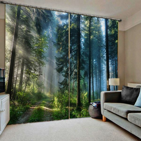 Waterproof Thickened Polyester green forest curtains Living Room Bedroom Decor forest curtains