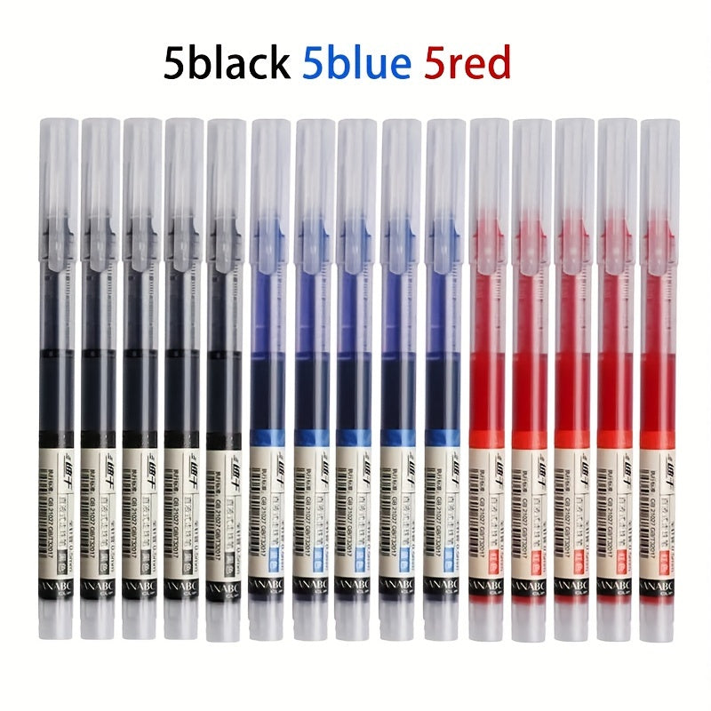 TEMU 15pcs-set High Quality Needle Type Gel Pens Straight Liquid Type Ballpoint Pen Water Stationery Office School Supplies Writing