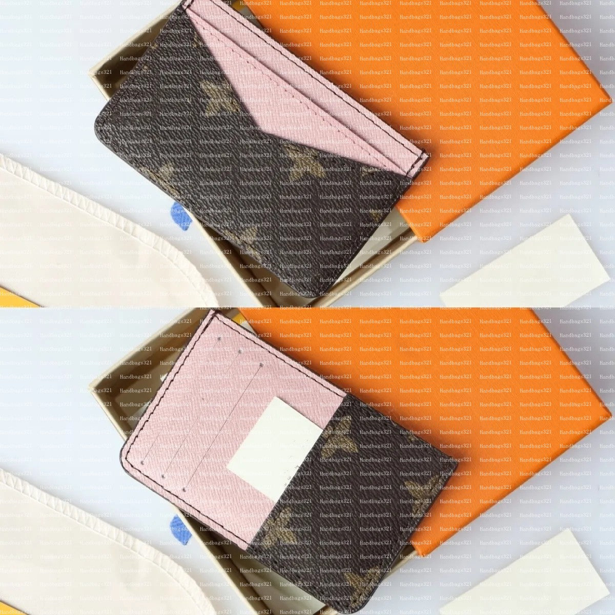 Top Designer Luxury Leather credit Card Holder Metal flower decoration Wallet Short Case evuitunns business card Purse Brown Women Men Key Coin Desi