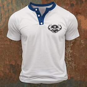 Homens Camiseta Camisa Henley Camisetas Camisa de manga curta T-shirt Bloco de cor Músculo Simulação Henley Rua Férias Manga Curta Patchwork Imprimir Roupa Mod