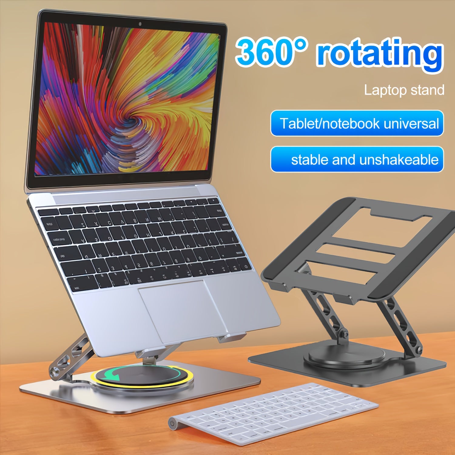TEMU Adjustable Laptop Stand With 360 Rotating, Ergonomic Foldable Computer-pc Riser For Desk Compatible With -air Notebook Portable Computer Rotate