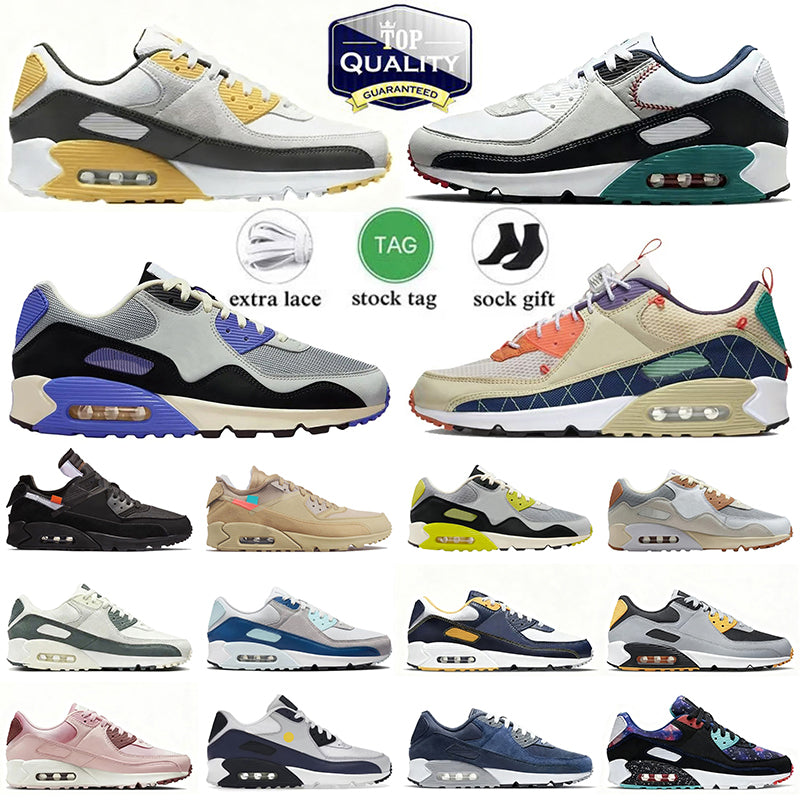 2025 New 90s Running Shoes airmaxics 90 Sneakers University Gold Swingman Patta Waves Surplus Wolf Grey Triple Black White Mens Womens 90S Trainers