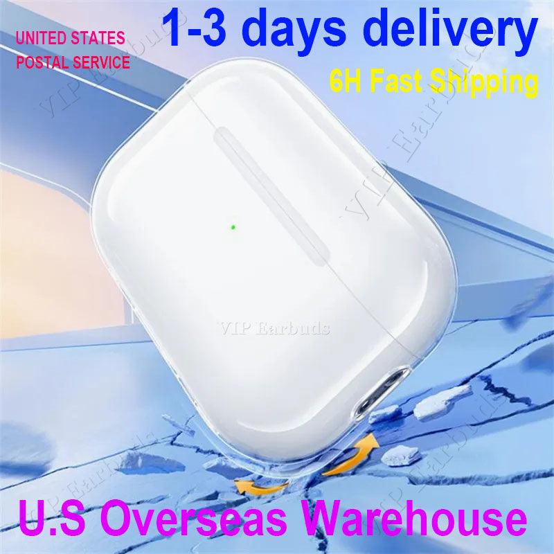 USA Stock For Airpods pro 2 airpods 4 3rd air pods2 pro 3 airpodspros 4 earbuds Headphones Solid Silicone Cute Protective Cover Wireless Charging Bo