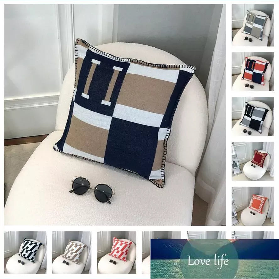 fashion cushion-decorative pillow new designer cushion pillowcase letter print throw hermes h cushions pillows ers home textiles