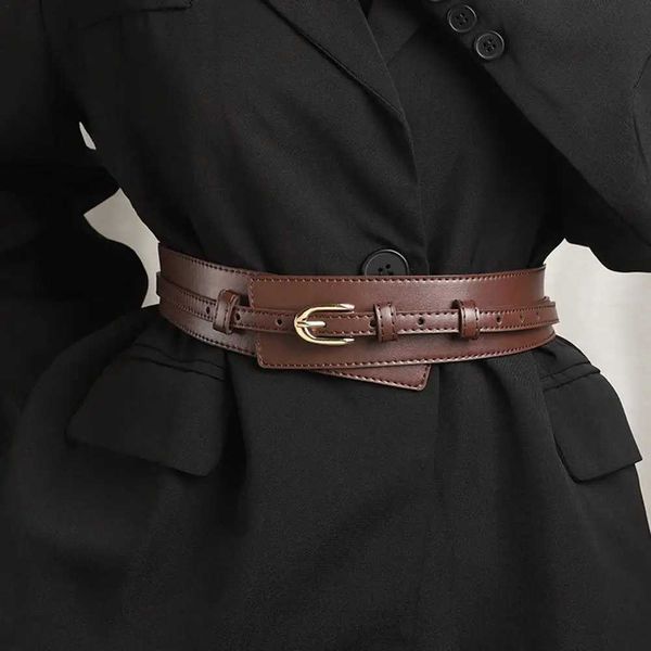 PU leather detachable womens fashionable pin buckle wide belt retro womens coat dress belt fashionable wide belt W241218