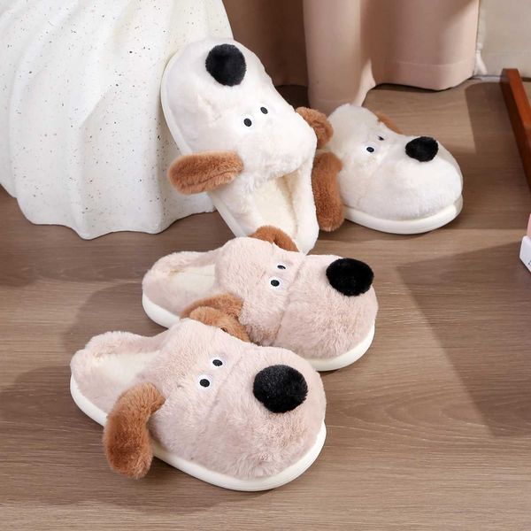 2025 Fi cartoon indoor warm He slider suitable for warm and cute dog fur coat shoes N-Slip slider winter plush fur slider Y241126