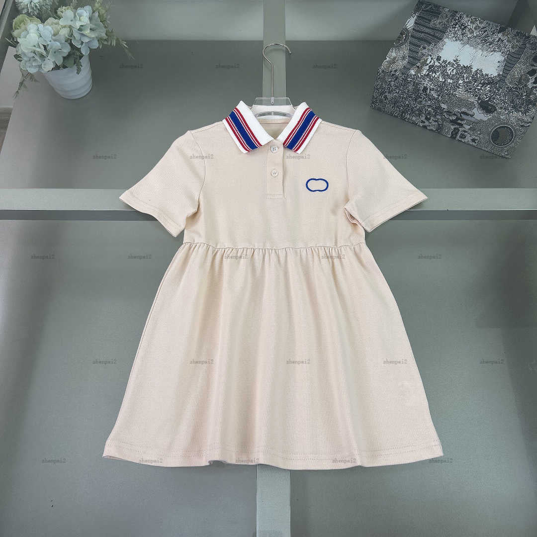 Luxury girls polo dress Symmetrical embroidery logo lapel Princess dresses summer kids designer clothes Various styles Girls skirts