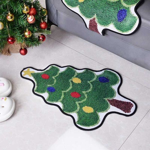 Christmas tree shaped floor mat anti slip entrance door bedroom bathroom toilet mat carpet 2025 New Year gift navigation home decoration X24