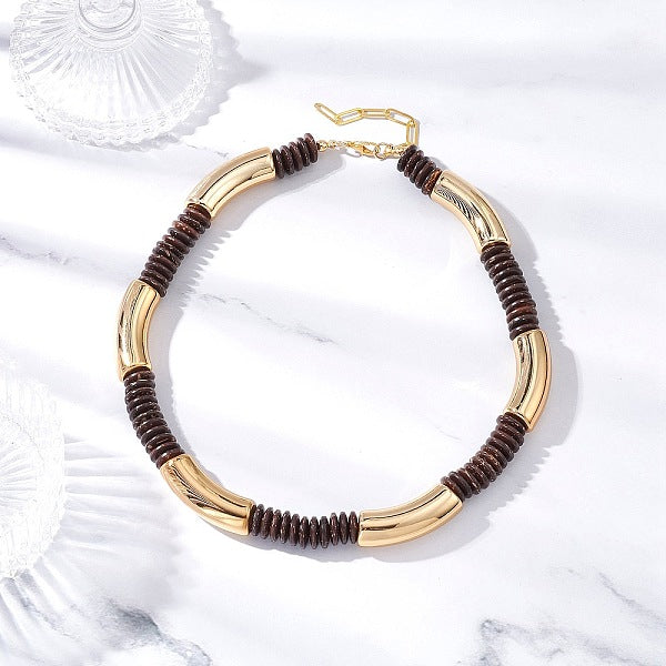 Collares de cuentas de tubo curvo de 12 mm en dos tonos de acrílico