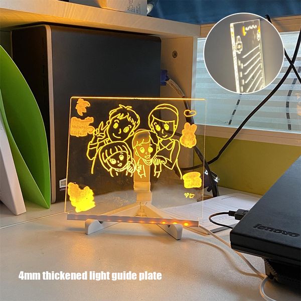LED Note Board With 7 Colorful Pens Light Up Dry Erase Board Erasable Neon Sign Clear Writing Board for Office School Home