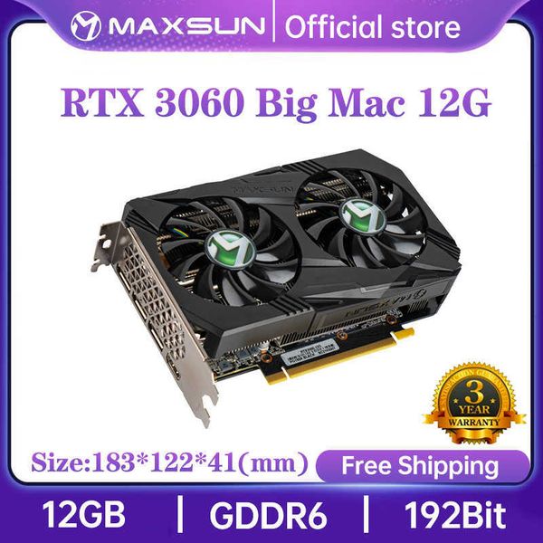 MAXSUN New Graphics Cards RTX 3060 Big Mac 12G GDDR6 GPU NVIDIA Computer PC 192bit DP*3 PCI Express X16 4.0 Gaming Video Card