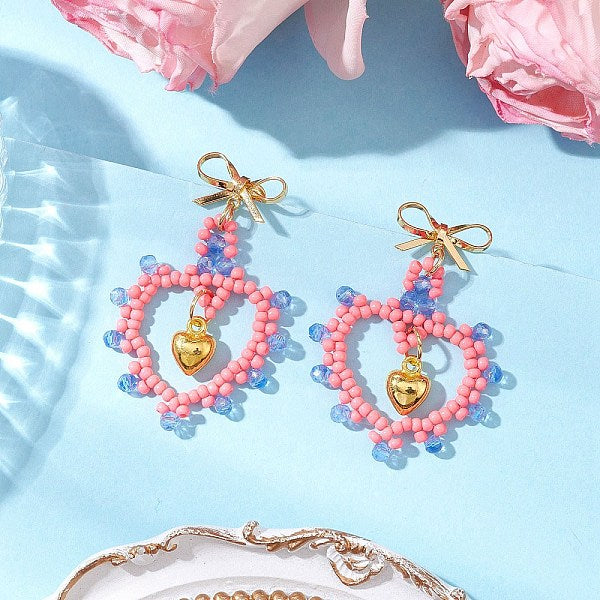 Boucles d'oreilles pendantes en perles de rocaille en verre