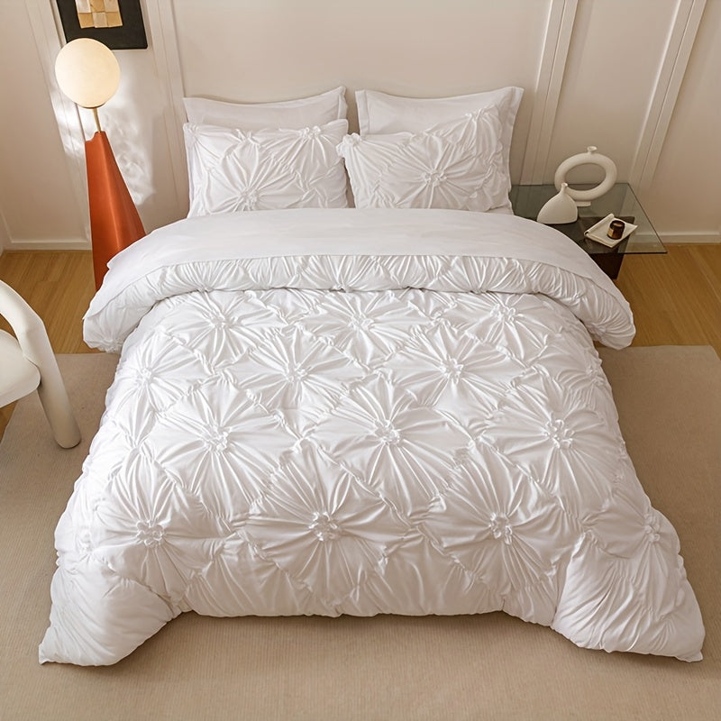 TEMU 7pcs Set Of Luxurious Fine Pleated Pleated Quilts, Soft And Breathable, Including Quilts, Sheets, Bedsheets, Pillowcases And Pillowcases, Large