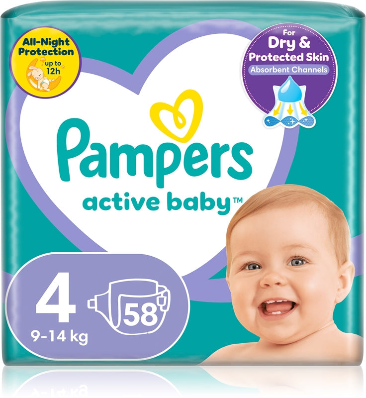 Pampers Couches jetables Active Baby taille 4 9-14 kg 58 pièces